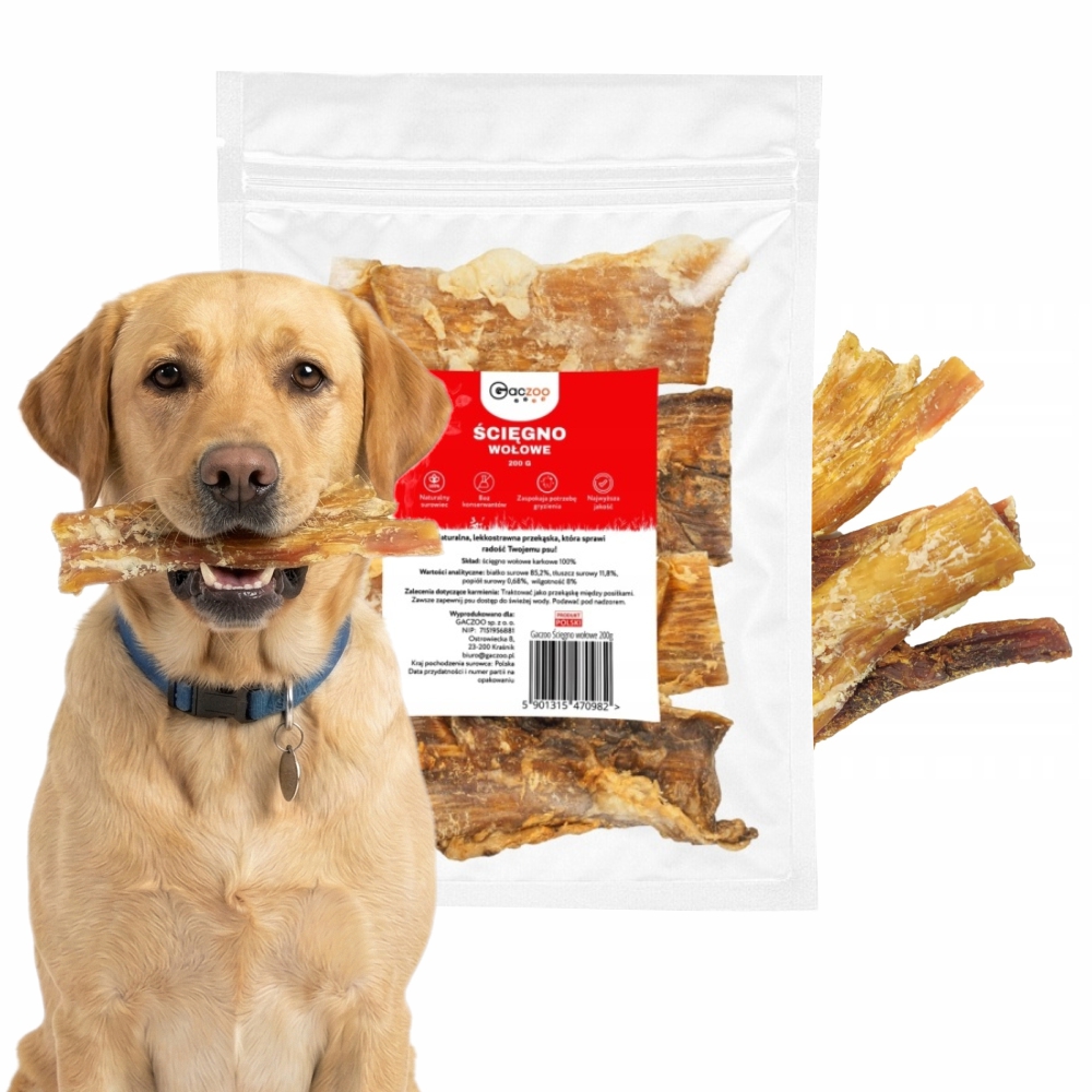 Przysmak dla psa Ścięgno Wołowe karkowe 200g GACZOO naturalny gryzak